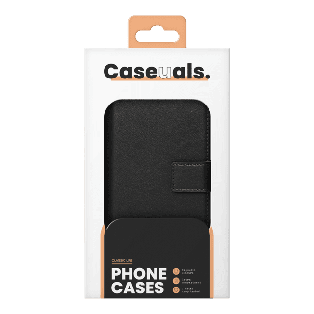 CASEUALS 2-in-1 Leather Wallet Bookcase met MagSafe voor Apple iPhone 15 Plus Zwart