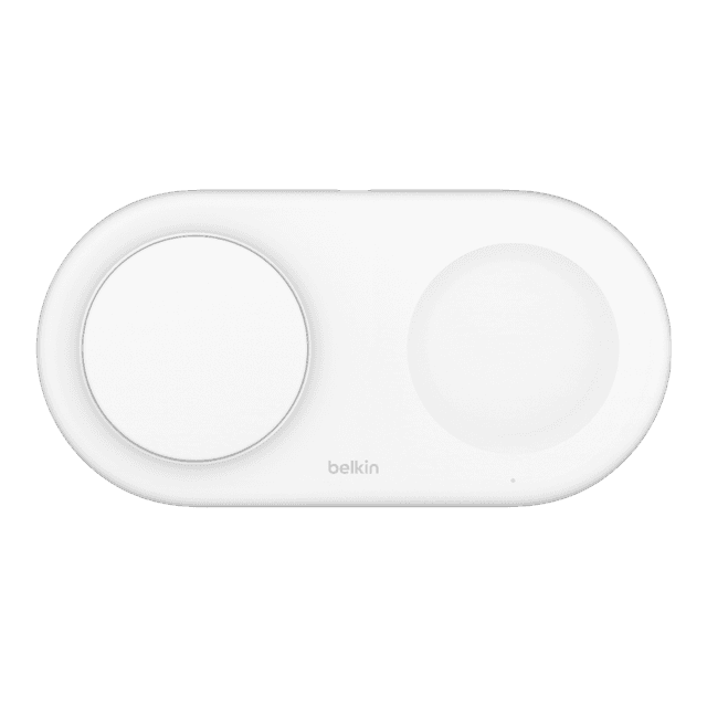 BELKIN Belkin 2in1 Qi2 15w Magnetic Charging Pad, Wit - Geschikt voor MAGSafe Draadloze oplader