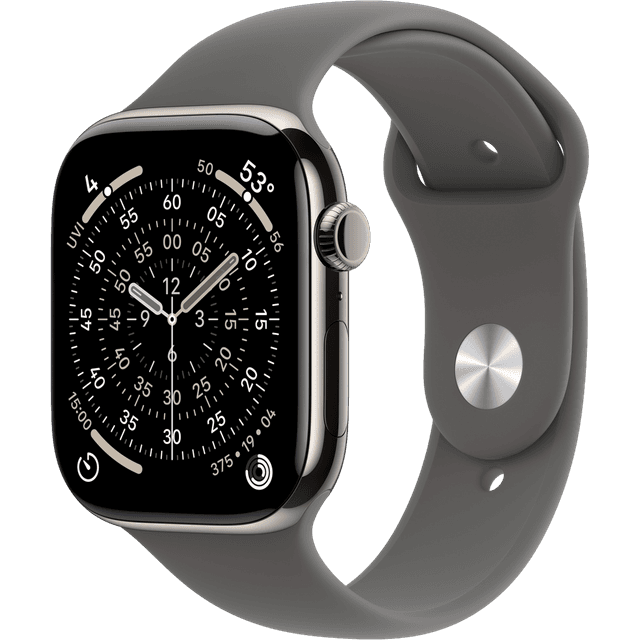 APPLE Watch Series 11 GPS + Cellular - 46mm Titanium Case - Stone Grey Sport Band S/M Smartwatch Natural