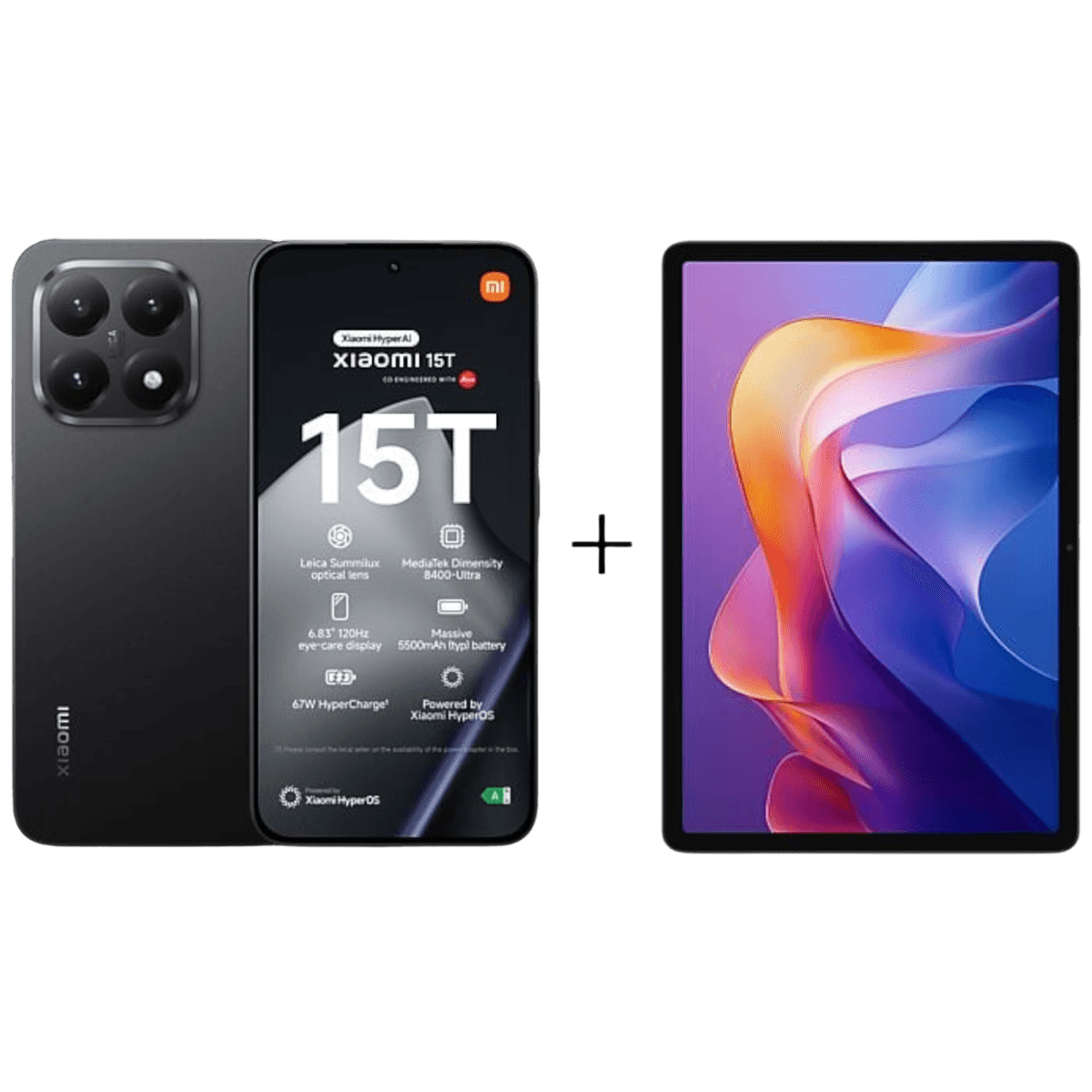 XIAOMI 15T Zwart + Redmi Pad 2 Grijs - 256 GB Zwart — afbeelding 1