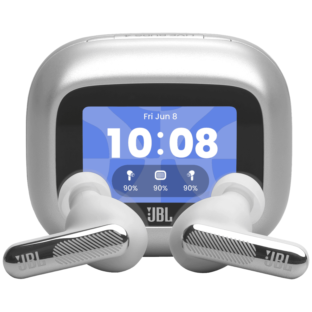 JBL Live Beam 4 Draadloze oordopjes met Noise Cancelling en Smart Case (2026) Zilver — afbeelding 1