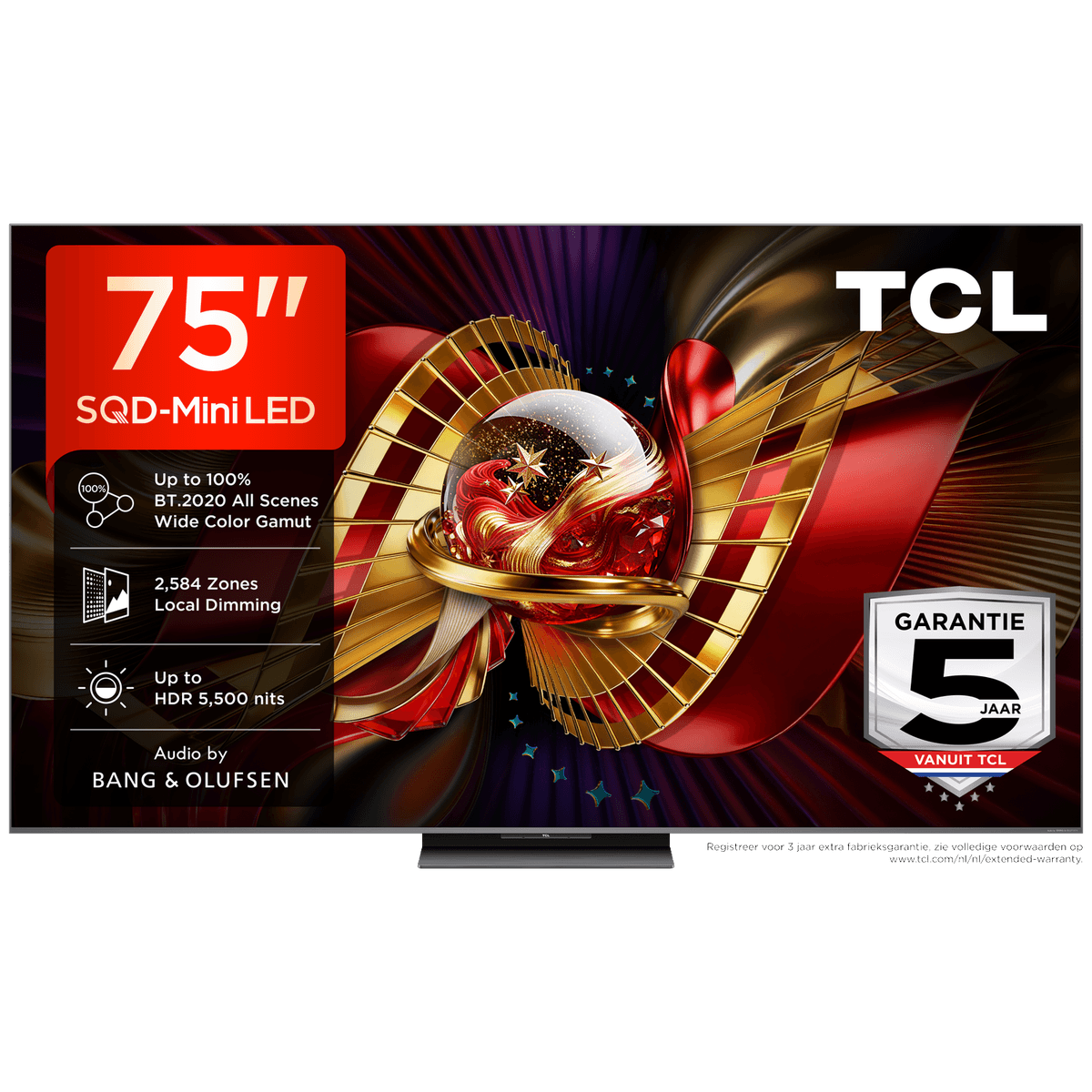 TCL 75C8L SQD-Mini-led - Ultra HD 4K - Mini-led-tv - 75 inch - 2026 — afbeelding 1