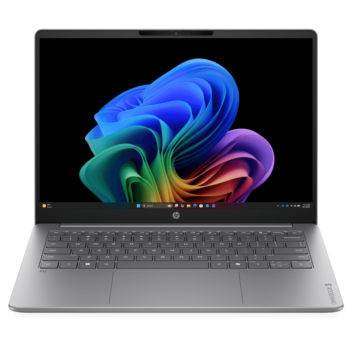 HP OmniBook 3 NG AI 14-hz0810ndx - 14 inch - 2K - Qualcomm Snapdragon X1-26-100 - 8 GB - 512 GB - Adreno™ Onboard Graphics - QWERTY — afbeelding 1