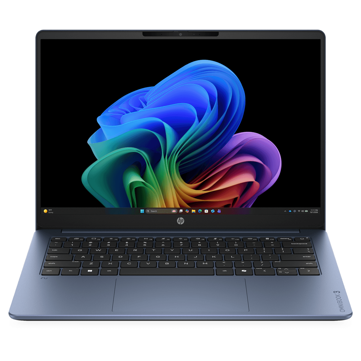 HP OmniBook 3 NG AI 14-hz0812ndx - 14 inch - 2K - Qualcomm Snapdragon X1-26-100 - 8 GB - 512 GB - Adreno™ Onboard Graphics - QWERTY — afbeelding 1