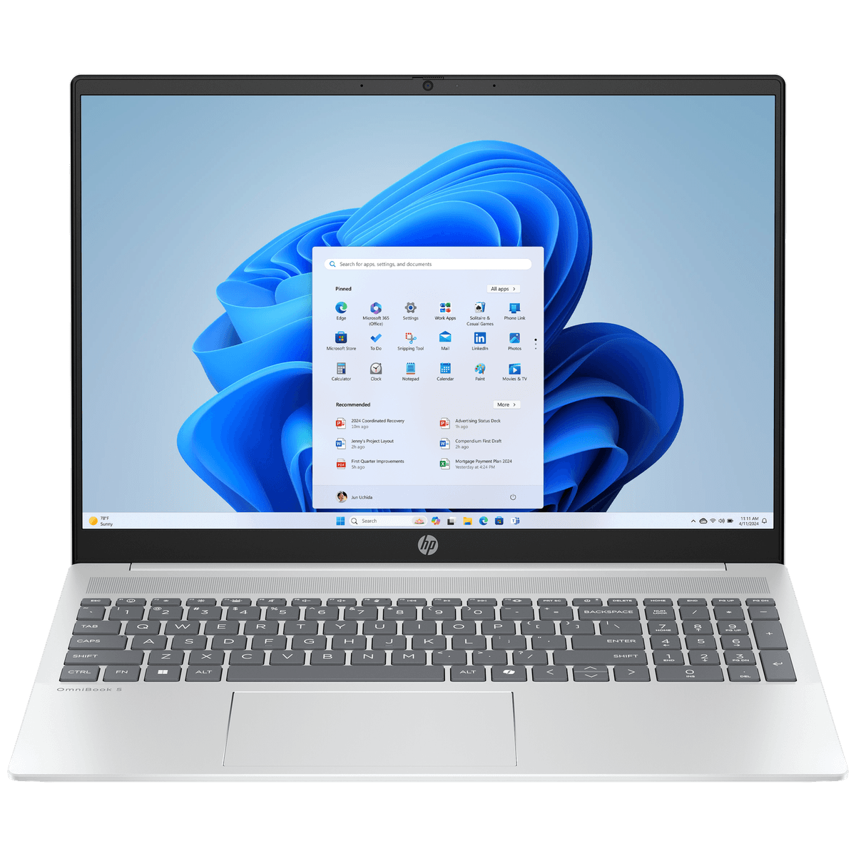 HP OmniBook 5 16-ba1855ndx - 16 inch - 2K - Intel Core 5 120U - 16 GB - 512 GB - Core™ Onboard Graphics - QWERTY — afbeelding 1