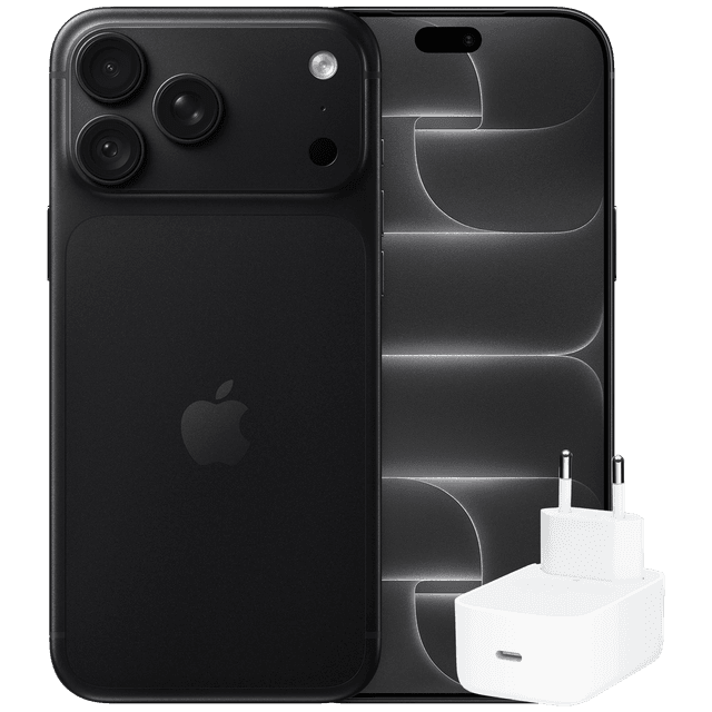 Apple Iphone 18 Pro Max - 256 Gb Black + Dynamic Power 40w 60w Netadapter Smartphone Bundle