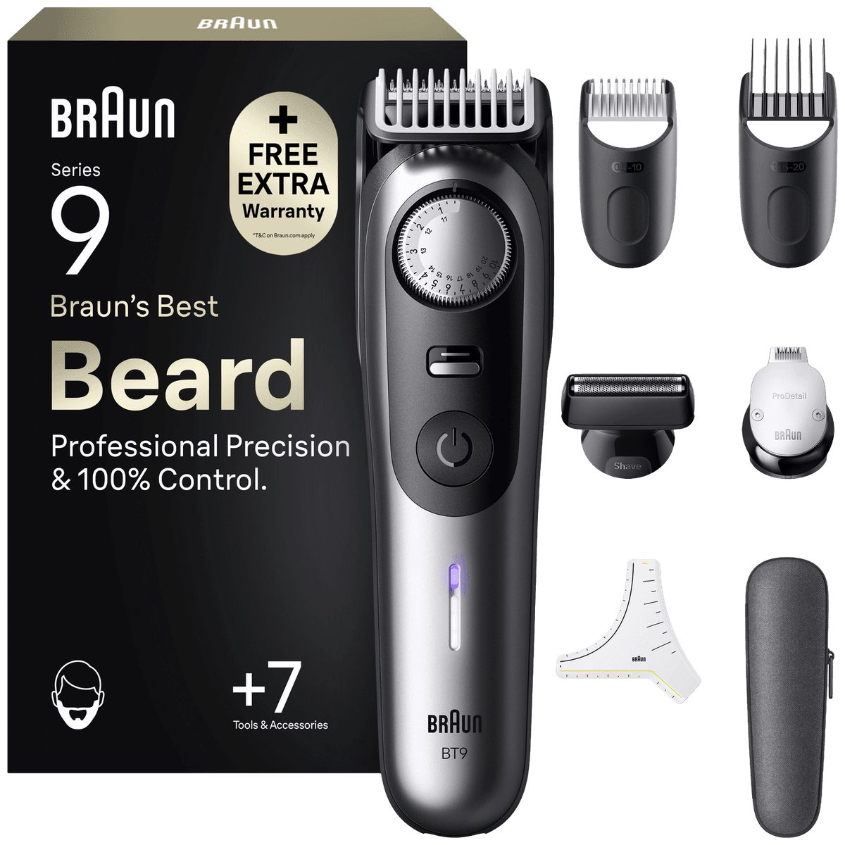 BRAUN baardtrimmer BT 9520 Baardtrimmer Metallic grijs — afbeelding 1
