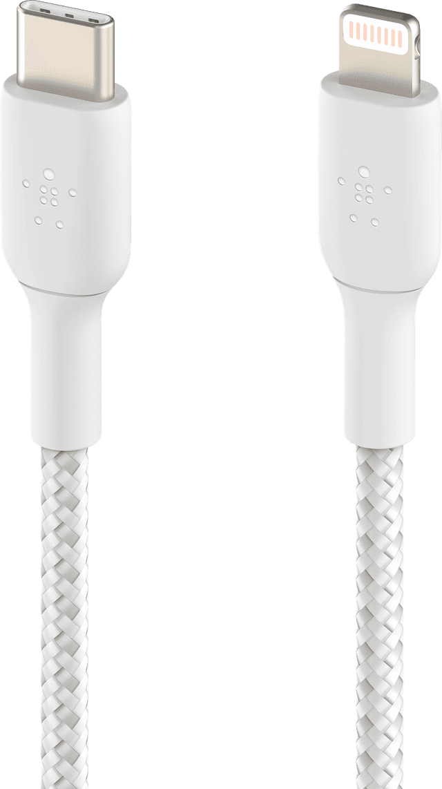 Belkin USB-C naar Lightning Oplaadkabel Gevlochten 2 m met snelladen voor iPhone - Wit