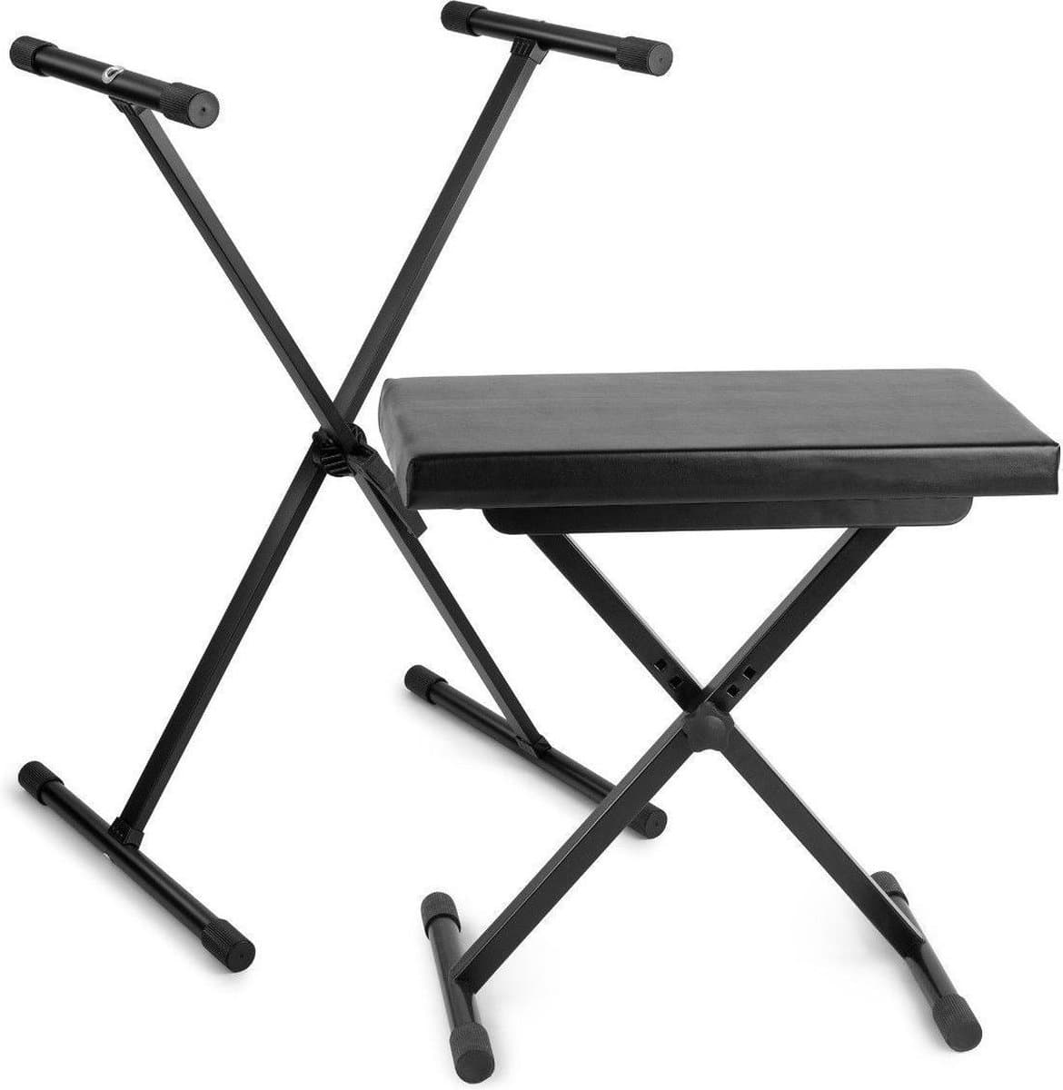 Keyboardstandaard en keyboardbankje - Vonyx keyboardstandaard en KBB10 keyboardbankje - Beide in hoogte verstelbaar - Zwart — afbeelding 1