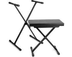 Keyboardstandaard en keyboardbankje - Vonyx keyboardstandaard en KBB10 keyboardbankje - Beide in hoogte verstelbaar - Zwart