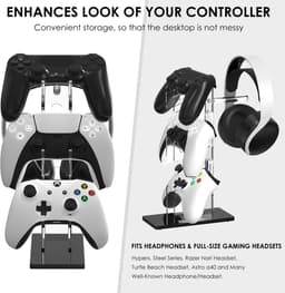 SPHProducts - Universele 3 Tier Headset Stand - Gaming Accessoires - Ruimtebesparend - Zwart - Controller Stand - Geschikt voor PS5 en Xbox Controller — thumbnail 3