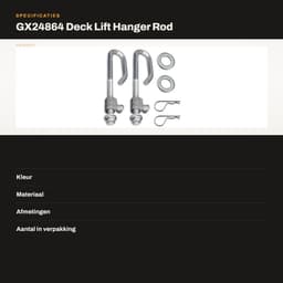 Dailygoods- Deck Lift Hanger Rod kit - Vervangt onderdeelnummers GX24864/GX21718 - Compatibel met E-serie en D-serie - Hoge kwaliteit - Voor diverse modellen - Inclusief bevestigingsmaterialen - Hefframe — thumbnail 3