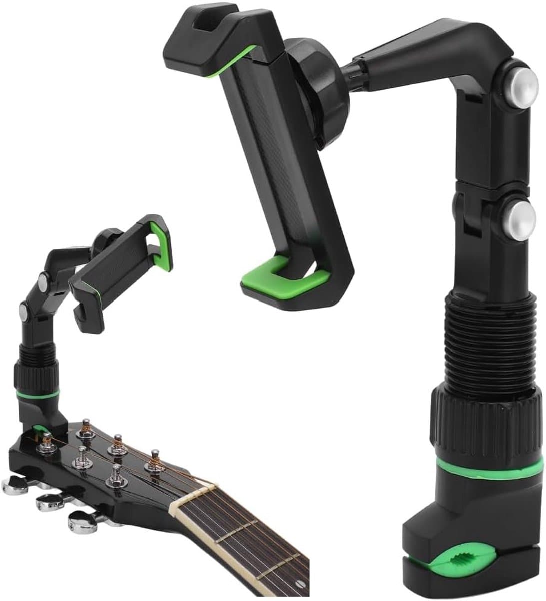 Multifunctionele Telefoonhouder voor Muzikanten, Verstelbare Klem met Picks en Doek, Geschikt voor Instrumenten, Muziekstandaards en Bladmuziek Lezen — afbeelding 1
