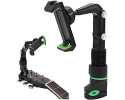 Multifunctionele Telefoonhouder voor Muzikanten, Verstelbare Klem met Picks en Doek, Geschikt voor Instrumenten, Muziekstandaards en Bladmuziek Lezen