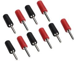 Rechthoekige Banana Plug Male Connector voor Signaaloverdracht - 10A Waterdicht, Duurzaam Messing, 5 Sets voor Interne Veerplaat Basis, Rood