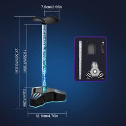 Hoofdtelefoonstandaard met oplader - Headset Hanger Rack - Bureau organiseren - Dynamische RGB-verlichting - 275 cm - Zwart — thumbnail 2