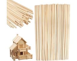 Natuurlijke Houten Vierkante Dowel Sticks - 100 Stuks, 300 x 5 x 5 mm, Sterke Hout Sticks voor Handwerken, Modelbouw en Creatieve Projecten
