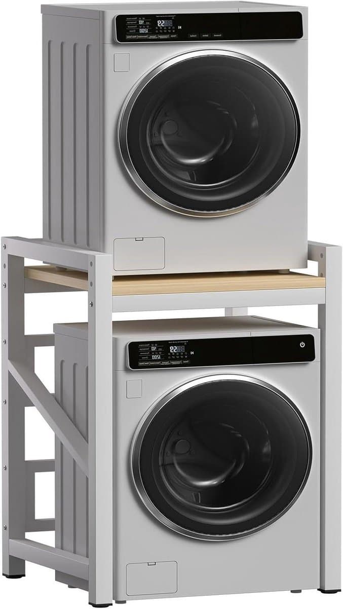 Wasmachine Droger Stapelkit - Wasrek Verhoger - Ruimte Besparen - Verstelbare Hoogte - 73 x 63 x 105 cm - Zwart — afbeelding 1
