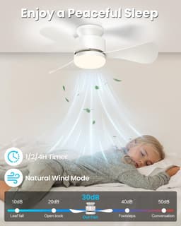 Plafondventilator met - Licht en Afstandsbediening - Comfort Verhogend - Stille DC Motor - 28 Inch - Wit — thumbnail 5