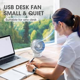 USB Bureauventilator - Sterke luchtstroom - Traploos verstelbaar - Extra stil - USB voeding - Draagbaar - Thuis, kantoor, slaapzaal & laptop - Zwart — thumbnail 3