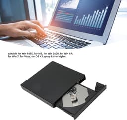 Externe DVD-Drive - Cd-Brander - Data Archiveren - Schokbestendig Ontwerp - 19x16x5 cm - Zwart — thumbnail 2