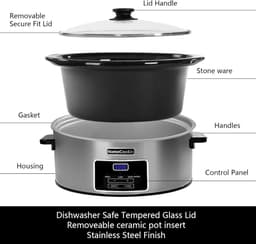 Digitale Kooktoestel - Slowcooker Multicooker - Familiediners Bereiden - Programmeerbare Timer - 7.6 Liter - Roestvrij Staal — thumbnail 5