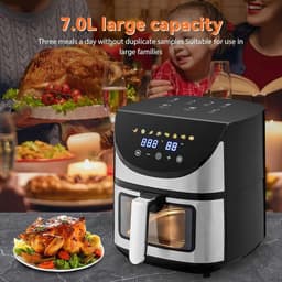 Heteluchtfriteuse - Airfryer Olievrij - Gezond Koken - Met Kijkvenster - 7 Liter - Zwart — thumbnail 3
