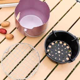 Draagbare houtskoolgrill - 15*12 cm - Mini houtskoolgrill - Draagbare houtskoolgrill voor buiten - Kleine buitengrill - Kleine grill voor buiten koken - Geschikt voor kamperen, barbecueën in de achtertuin, barbecueën in de camper en picknicks - Paars — thumbnail 4