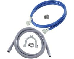 Was Machine Slang Set - Water Toevoer en Afvoer - Apparaat Aansluiten - Universele Compatibiliteit - 2.5 Meter - Grijs