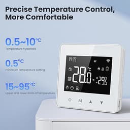 Slimme Thermostaat - Temperatuurregelaar - Verwarming Regelen - Wifi App Bediening - 86x86x28 mm - Wit — thumbnail 3