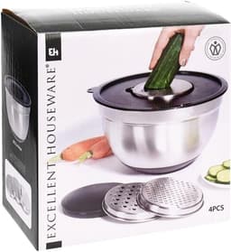 Mengkom met deksel - RVS Keukenkom - Bereiden van voedsel - Inclusief rasp set - Ø 27 cm - Zilver — thumbnail 2
