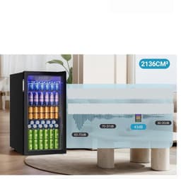 Linkforu - Drankenkoelkast - Mini Koelkast - 126 Blikjes - Geruisloos dus ook Ideaal voor in de Camper of Caravan - Zwart RVS –Design en Led Verlichting - 49×44,5×78 cm — thumbnail 4