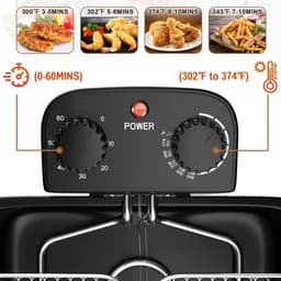 Diepe friteuse - Elektrische frituurpan - Lekkere snacks maken - 3 manden instelbaar - 5.3 liter capaciteit - Koffie goud — thumbnail 3