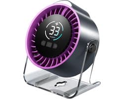 Ventilatoren-mini ventilator-Oplaadbare Tafelventilator met 100 Snelheden - Draagbare USB Ventilatoren-mini ventilator- met LED Display - 360° Draaibaar met Nachtlampje - 12 Uur Batterij - Stille Bureau Ventilator voor Kantoor, Slaapkamer en Camping