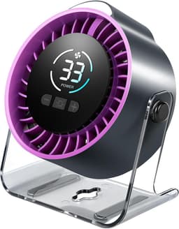 Ventilatoren-mini ventilator-Oplaadbare Tafelventilator met 100 Snelheden - Draagbare USB Ventilatoren-mini ventilator- met LED Display - 360° Draaibaar met Nachtlampje - 12 Uur Batterij - Stille Bureau Ventilator voor Kantoor, Slaapkamer en Camping — thumbnail 1