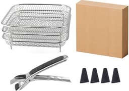 Accessoires voor vierkante heteluchtfriteuses, inclusief hittebestendige tang en antislipmatjes — thumbnail 1
