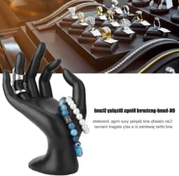 Zwarte Handvormige Sieradenstand voor Ringen en Oorbellen - Elegante Sieradenhouder en Display Case van Hars — thumbnail 3
