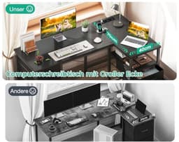 L-vormig Hoekbureau met Laden en Oplaadstation, 140 x 80 cm — thumbnail 2