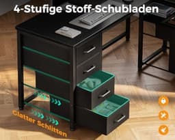 L-vormig Hoekbureau met Laden en Oplaadstation, 140 x 80 cm — thumbnail 3