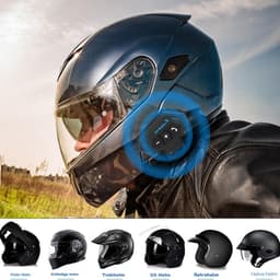 Aura® Motorhelm Headset - Helm Headset - Koptelefoon - Waterdicht - Zwart - 10cm x 10cm x 10cm — thumbnail 2