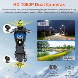 Motor Dashcam - Motorcamera Dubbele Lens - Veilige Ritten Registreren - Starlight Nachtzicht - 1080p HD - Wit — thumbnail 3