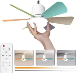 Plafondventilator E27 met Verlichting – Ventilatorlamp met Afstandsbediening – Compact & Stil – LED Lamp met Koelfunctie voor Slaapkamer & Woonkamer — thumbnail 1