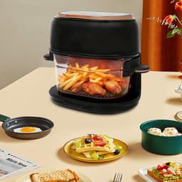 Heteluchtfriteuse - Airfryer - Gezond Koken - Met Kijkvenster - 4 Liter - Zwart — thumbnail 2