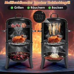 Seth Select Houtskool BBQ, Grill BBQ, Smoker BBQ, BBQ Smoker Grill met Handgrepen, 3-in-1 houtskool BBQ, Zwart — thumbnail 2