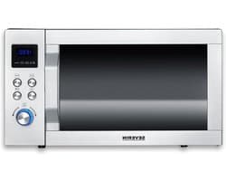 Magnetron met hetelucht - Oven combi - Snel eten bereiden - Grote glazen bodem - 25 Liter - Zwart RVS