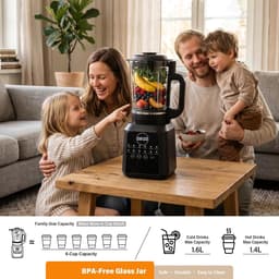 Staande mixer - Soepmaker - Warme maaltijden maken - 12 automatische programma's - 1.7 liter kan - Wit — thumbnail 3