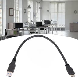 USB 3.0 Kabel - Datakoord - Externe Schijf - Snelle Gegevens - 31 x 2 x 1 cm - Zwart — thumbnail 3