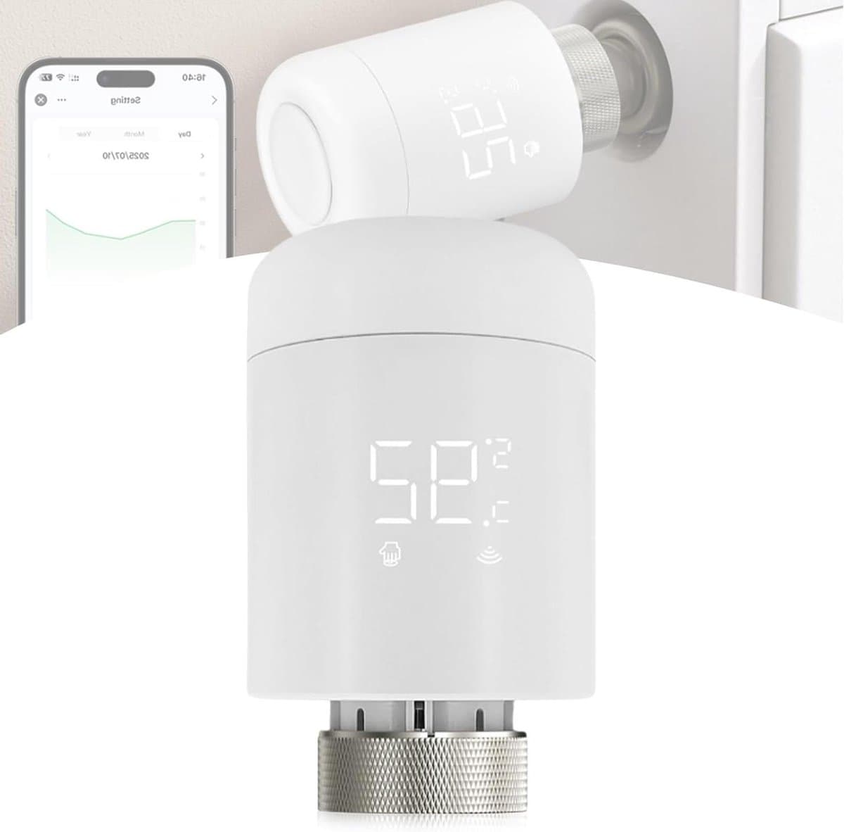 Intelligente Thermostaat - Verwarming Controller - Energie Besparen - App en Spraakbesturing - M30x1.5mm - Wit — afbeelding 1