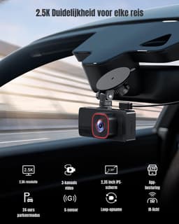 TIM® Dual Dashcam - Dashcam Voor Auto 1080p - Voor en Achter Camera – Zwart - 9cm x 11cm x 5cm — thumbnail 3