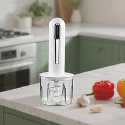 Elektrische Keukenmachine - Knoflookhakker Mini - Snel Ingrediënten Verwerken - USB-oplaadbaar Draadloos - 400 ml Kom - Wit — thumbnail 3